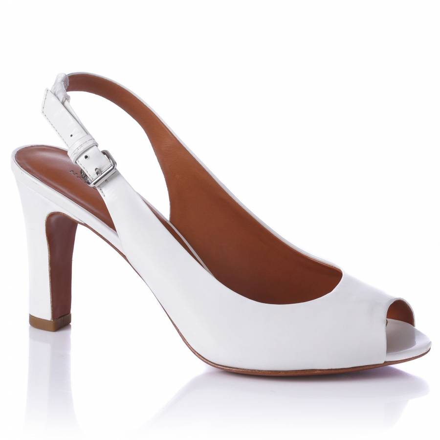 white peep toe slingback heels