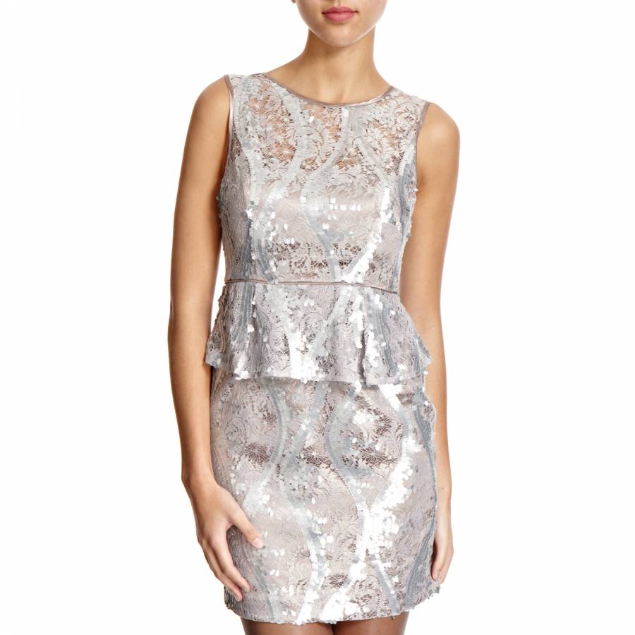 silver peplum dress