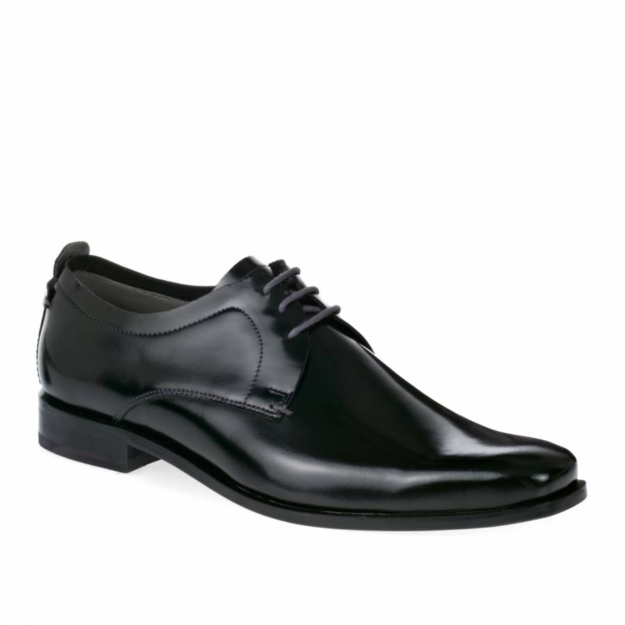 Men's Black Leather Kerkan Shine Shoes - BrandAlley