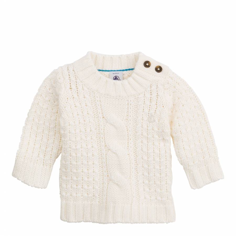 Baby Boy Cream Wool/Cotton Knit Jumper - BrandAlley