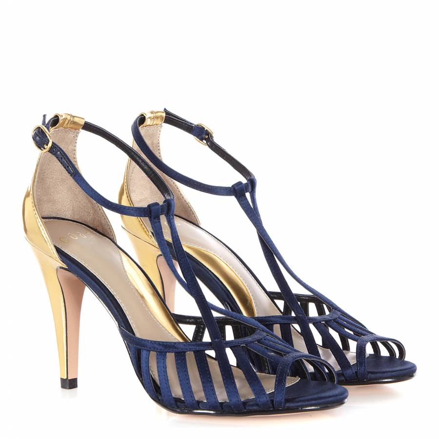 navy blue and gold shoes