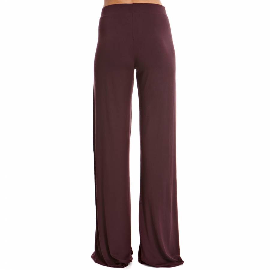 Burgundy Palazzo Bootcut Jersey Trousers 38