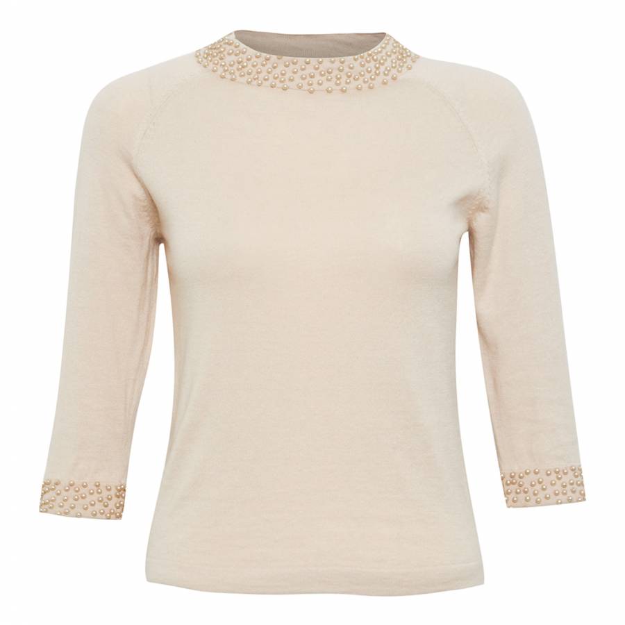 Cream Audrey Knits Embellished Top - BrandAlley