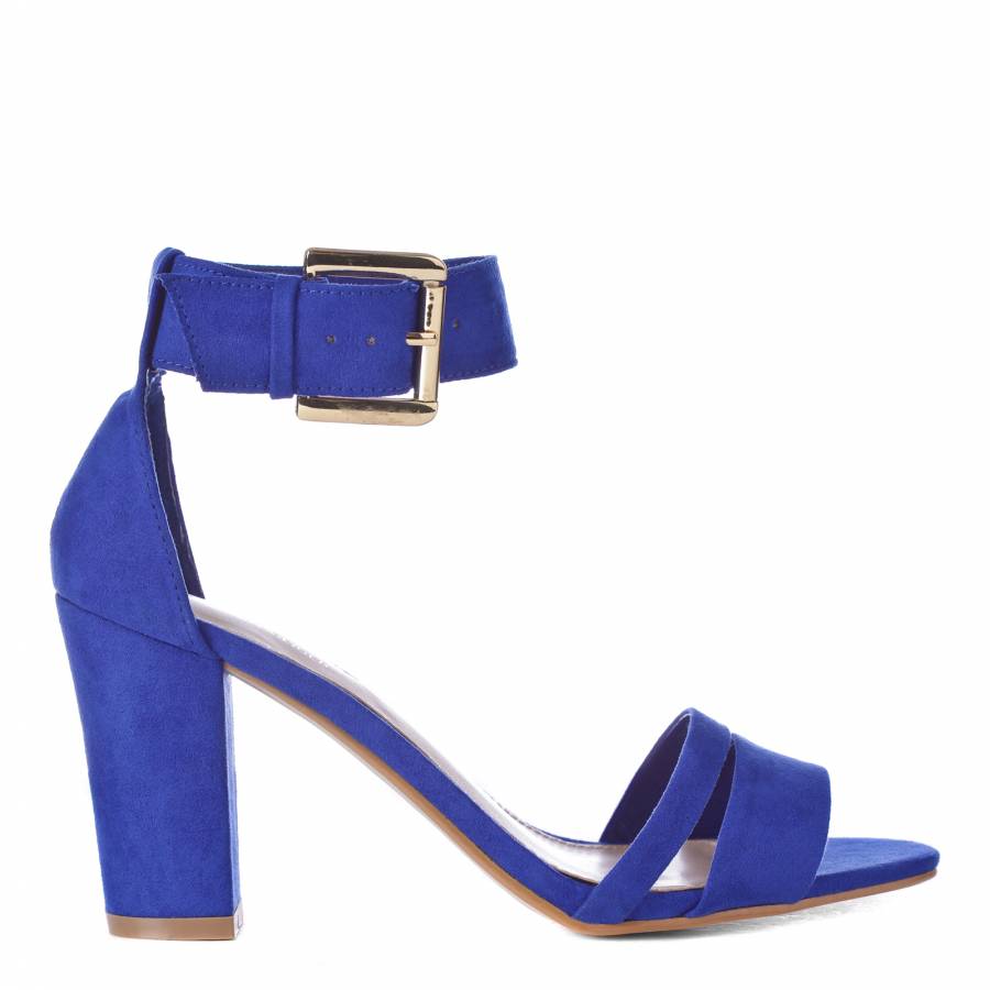 Blue Carly Ankle Strap Sandals 8.5cm Heel - BrandAlley