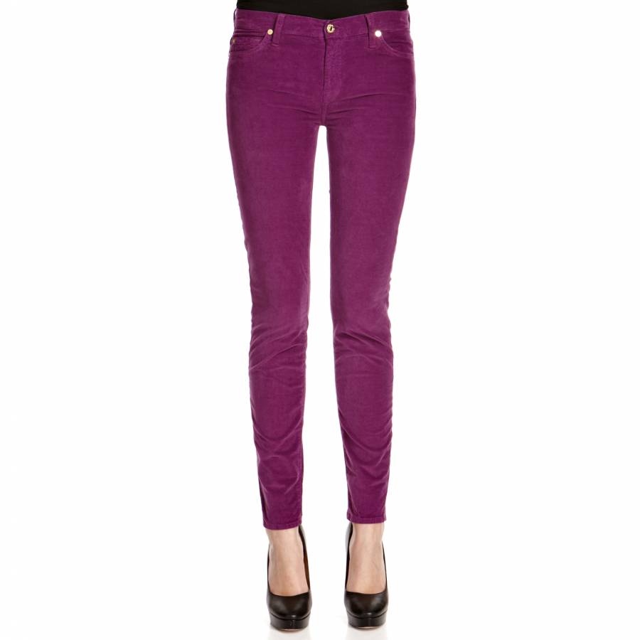 Purple Needlecord Velvet Skinny Trousers - BrandAlley