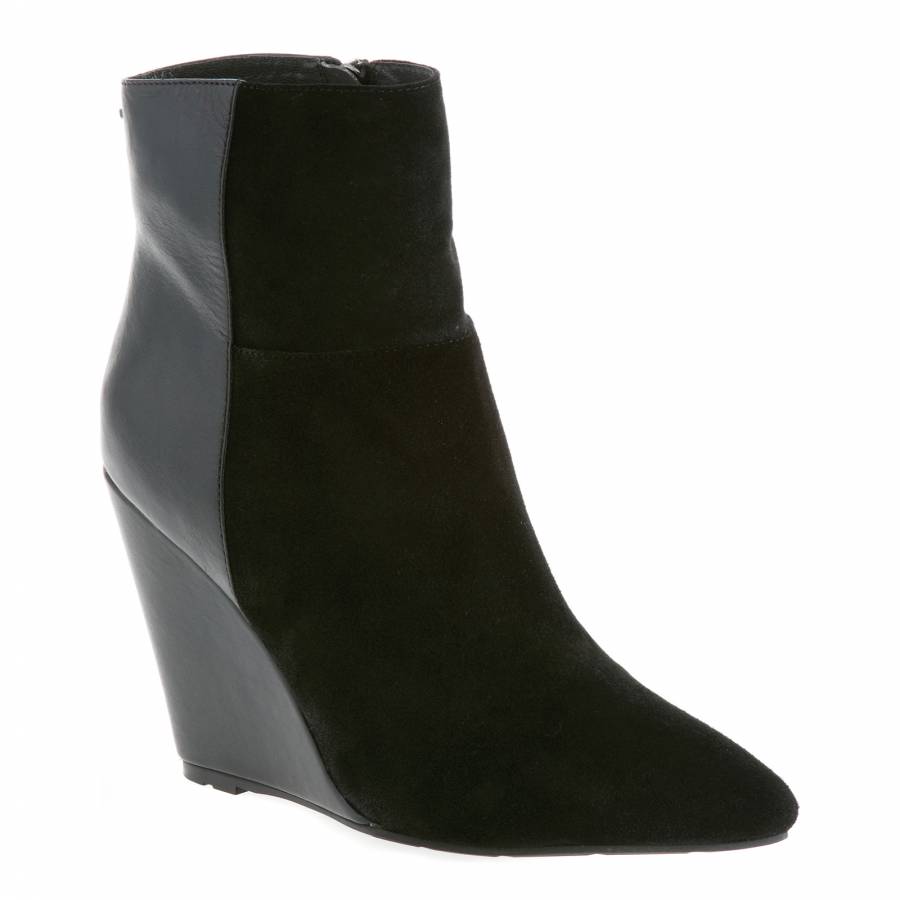Women's Black Skovska Suede Pointed Ankle Boots 10cm Heel - BrandAlley
