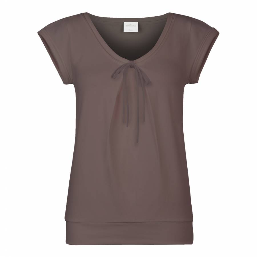 Women's Taupe Organic Cotton Bow T-Shirt - BrandAlley