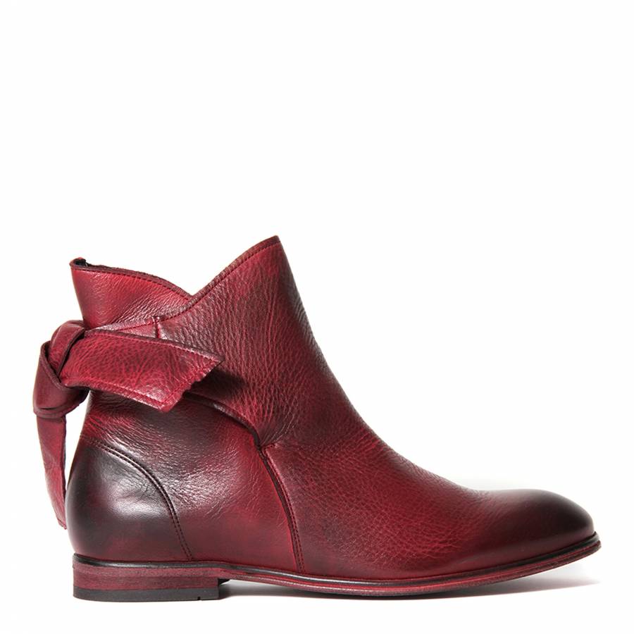 Ladies Red Leather Etty Ankle Boots - BrandAlley