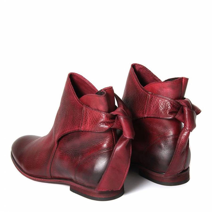 Ladies Red Leather Etty Ankle Boots - BrandAlley