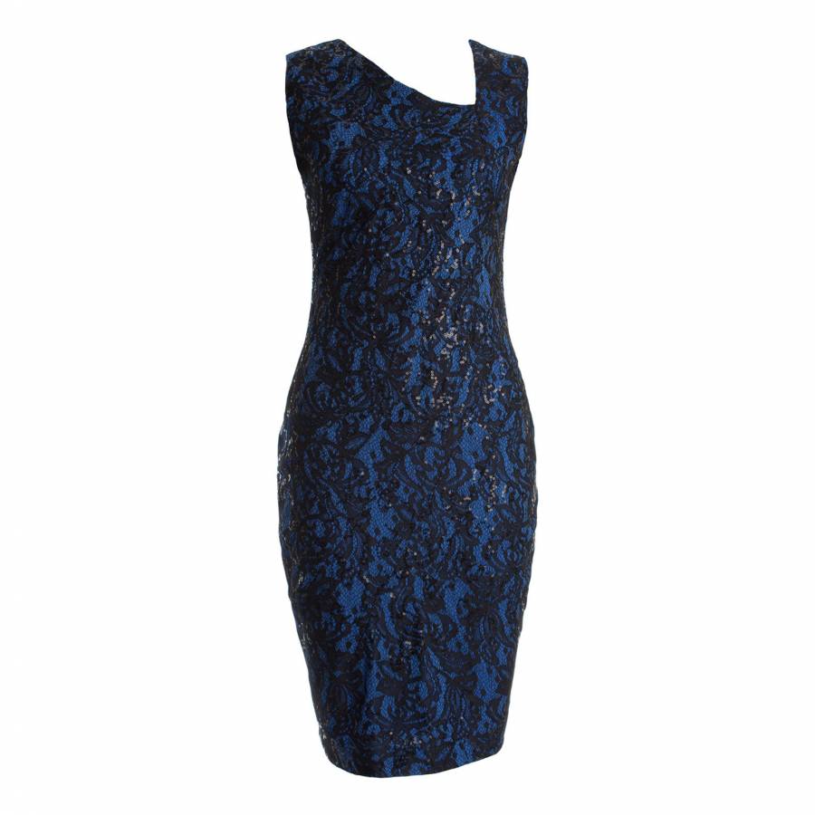 Blue Destini Lace Sequin Dress - BrandAlley