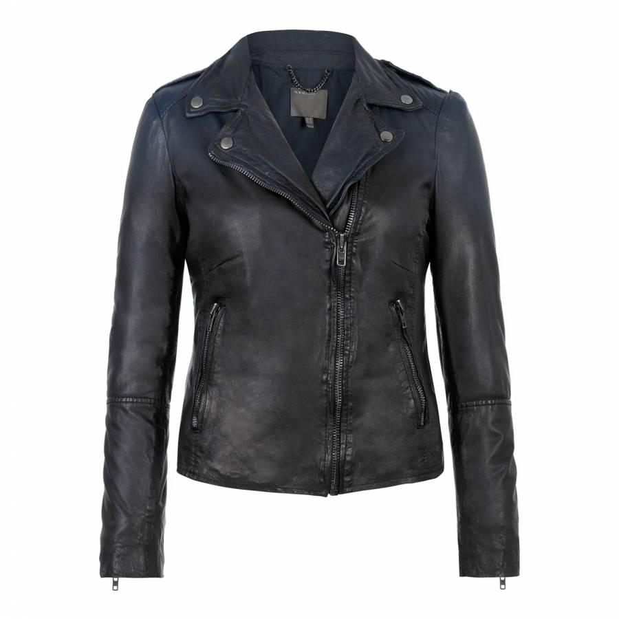 Black/Indigo Salazar Ombre Leather Jacket - BrandAlley