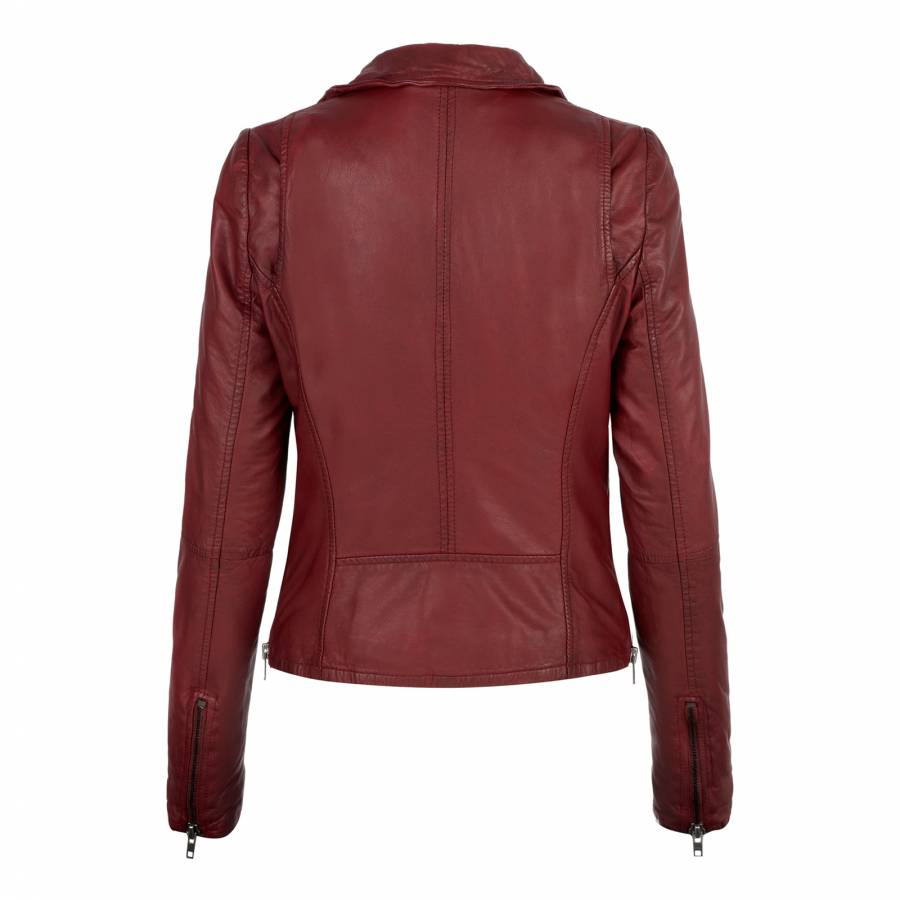 Dark Red Lyme Leather Jacket - BrandAlley