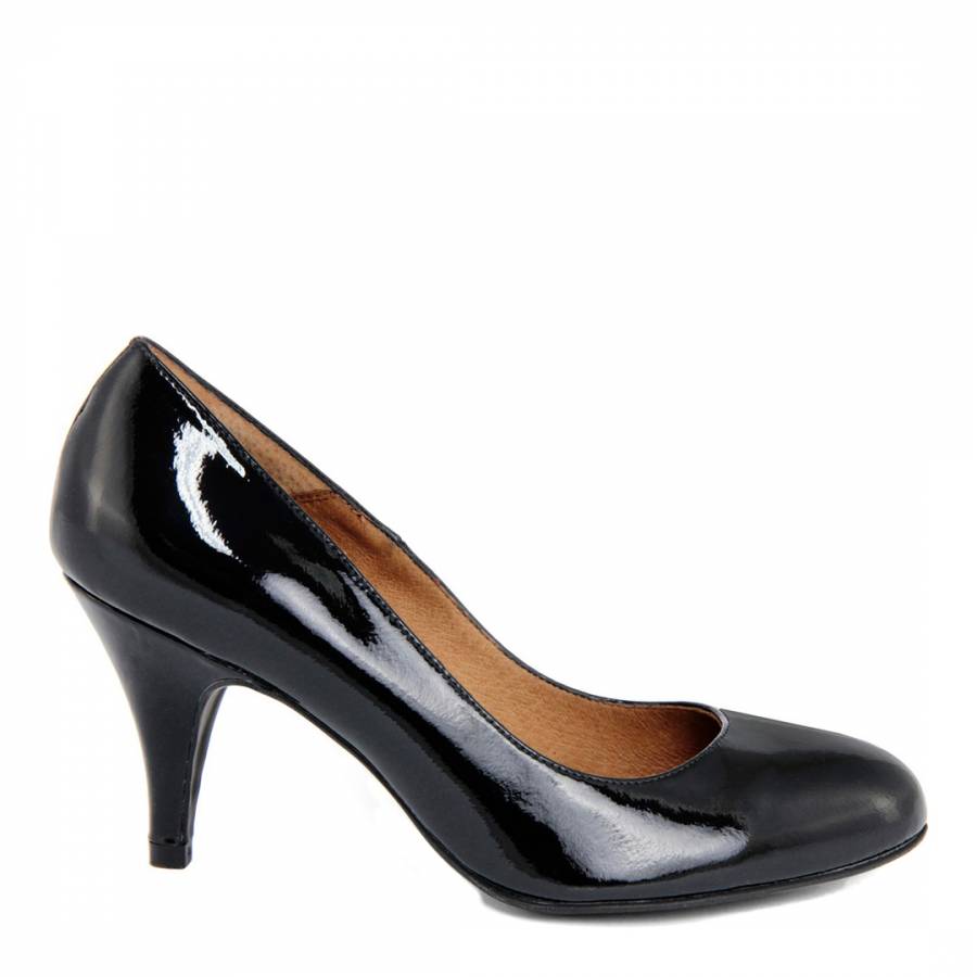 black patent leather court shoes
