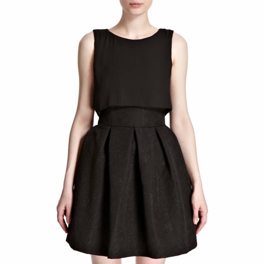 Black Jacquard Sheer Top Cotton Dress - BrandAlley
