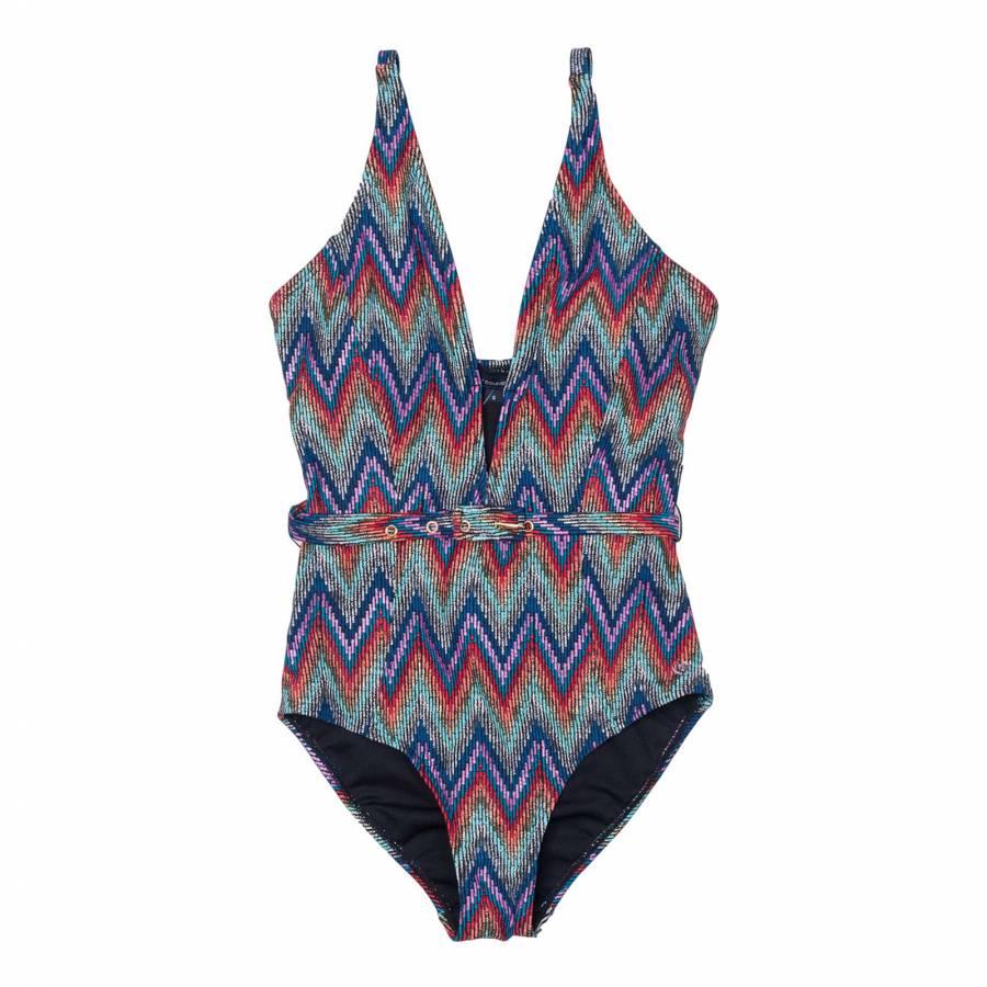 Multicolour Zig Zag Swimsuit - BrandAlley