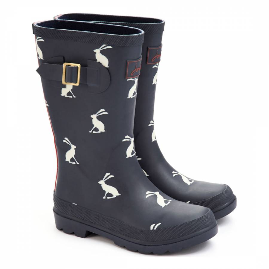 Boy's Navy Hare Printed Welly Boots - BrandAlley