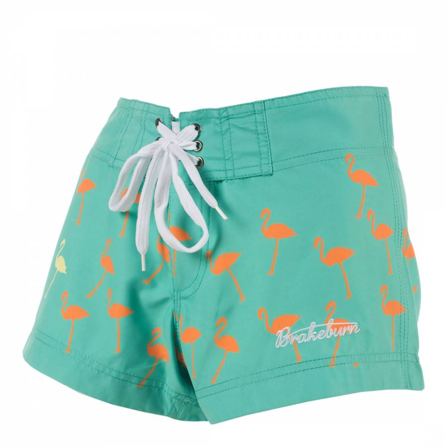 Women's Green Flamingo Beach Shorts - BrandAlley