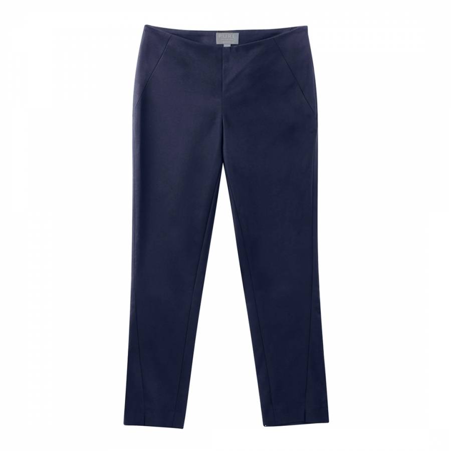 navy cotton cropped trousers