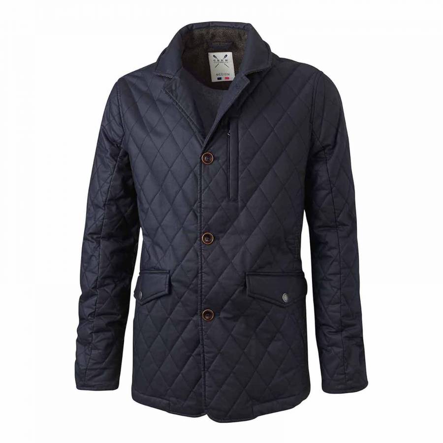 Men's Navy Huntingdon Quilted Cotton Jacket - BrandAlley