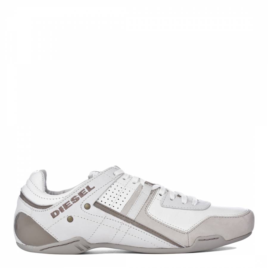diesel white leather trainers
