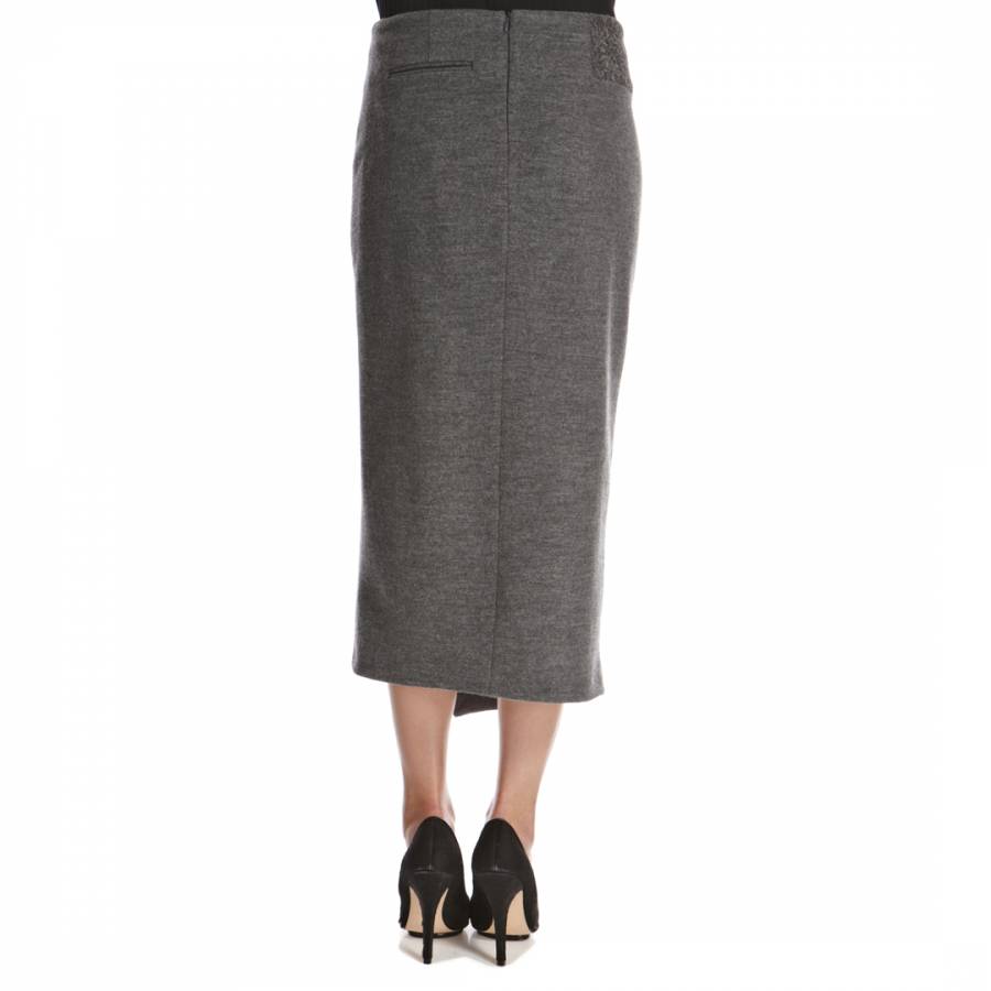 Grey Wool Blend Pencil Skirt - BrandAlley