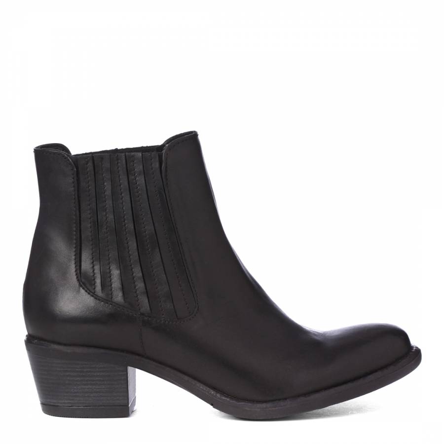 Dark Brown Leather Chelsea Boots 5cm Heel - BrandAlley