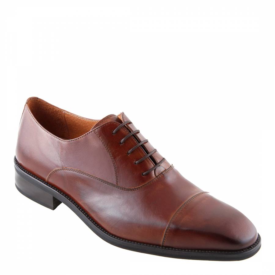 Tan Polished Leather Oxford Shoes - BrandAlley