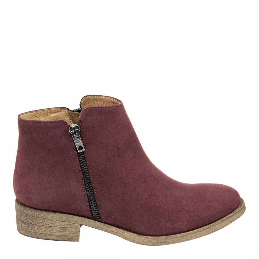 Burgundy Suede Ankle Boots - BrandAlley