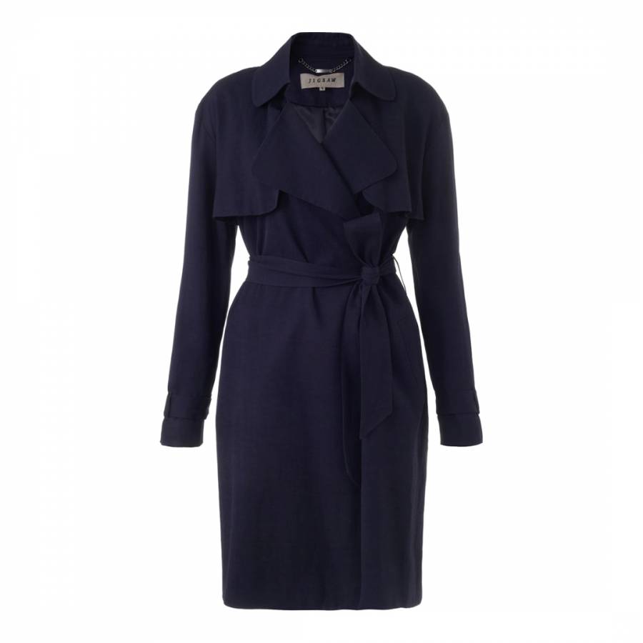 Navy Lightweight Belted Trench Coat - BrandAlley