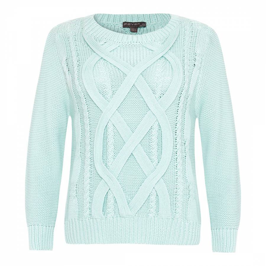 Duck Egg Blue Cable Knit Jumper - BrandAlley