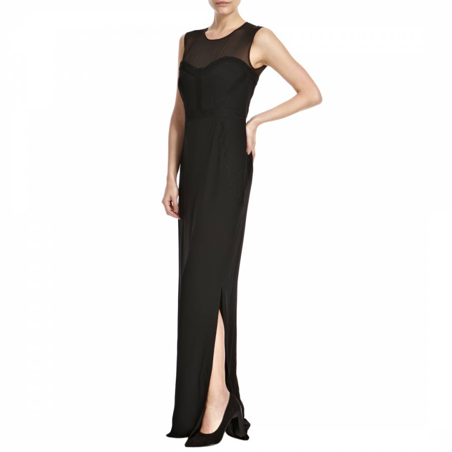 Black Lace/Silk Detail Maxi Dress - BrandAlley