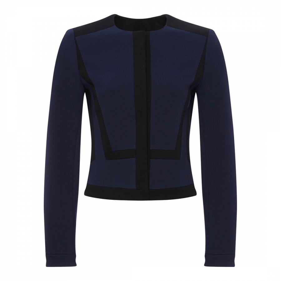 Navy/Black Fitted Panelled Jersey Jacket - BrandAlley
