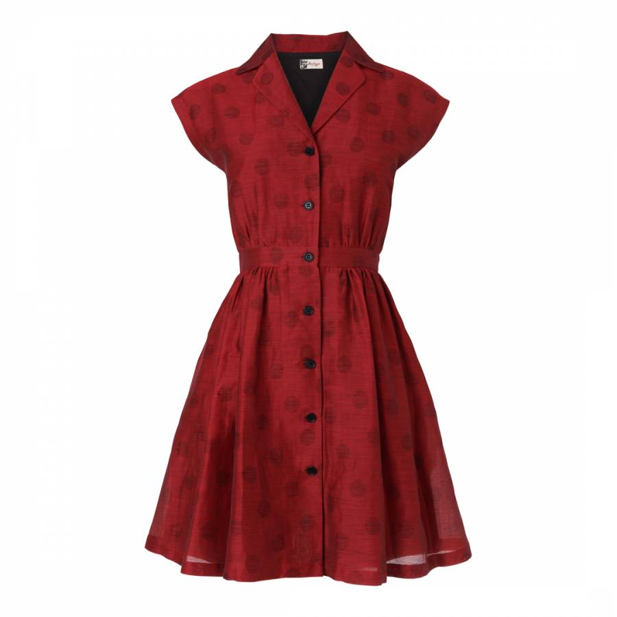 Red Polka Dot Shirt Cotton Blend Dress - BrandAlley