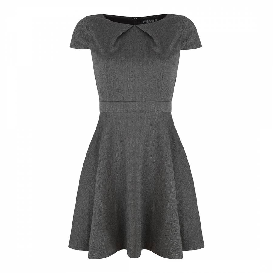Grey Canary Wharf Fit and Flare Dress - BrandAlley