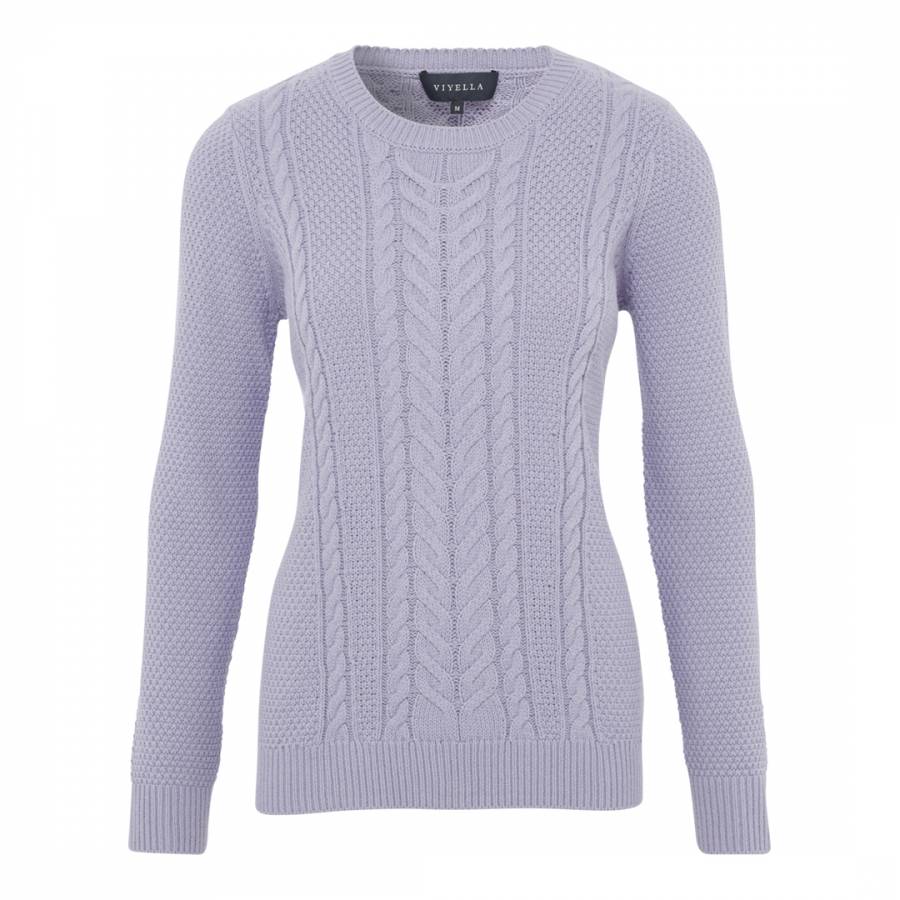 Lilac Cable Knit Cotton Blend Jumper - BrandAlley