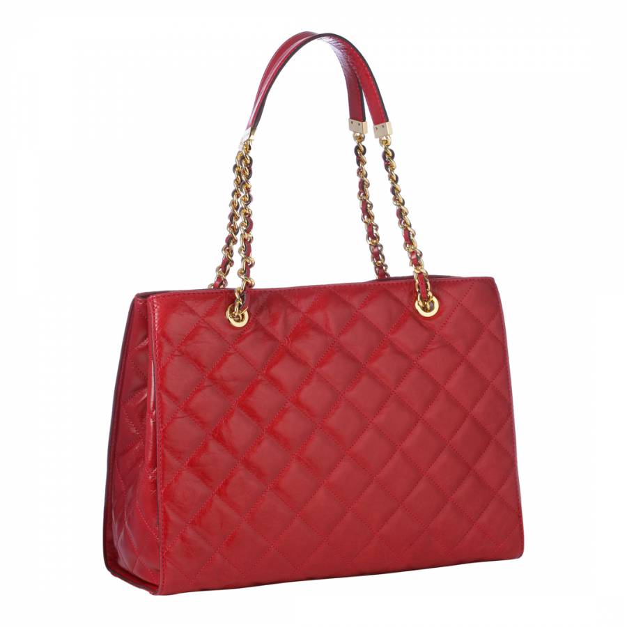 Red Leather Quilted Susannah Large Tote Bag - BrandAlley