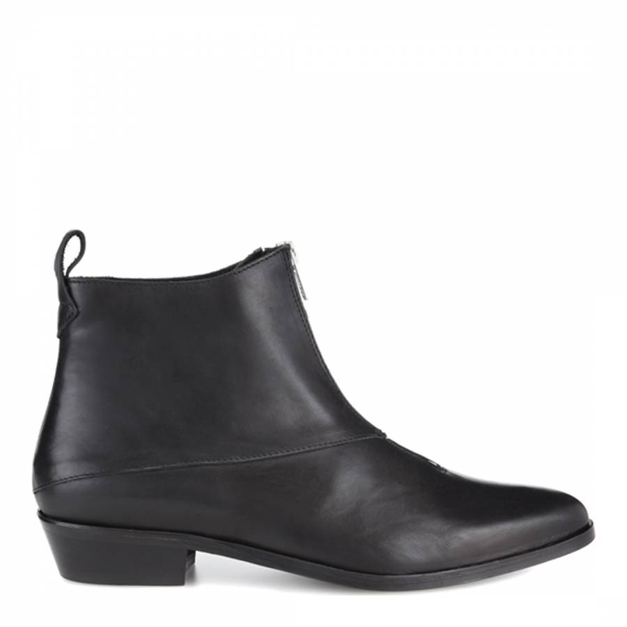 Black Leather Marisa Zip Boots - BrandAlley