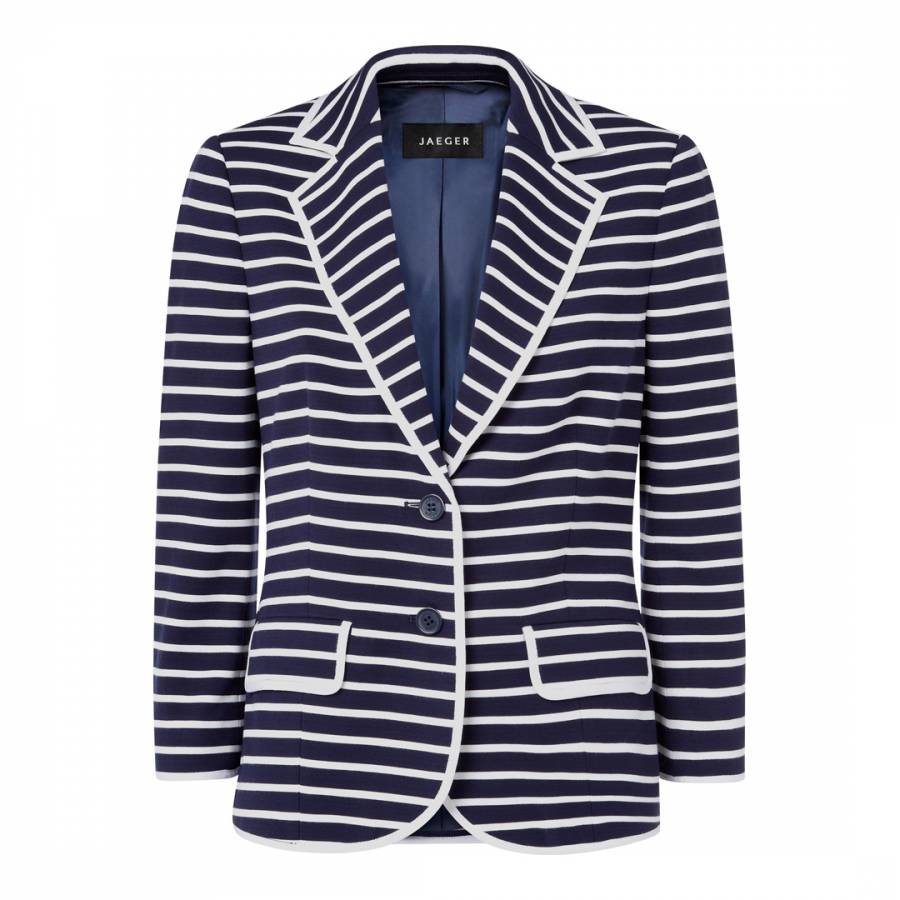 Navy/White Tailored Striped Jacket - BrandAlley