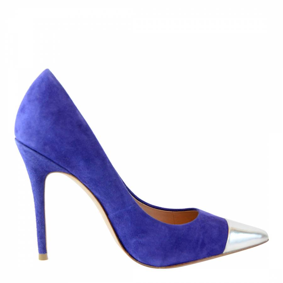 Cobalt Blue Suede Cazabat Pointed Court Shoes Heel 10cm - BrandAlley