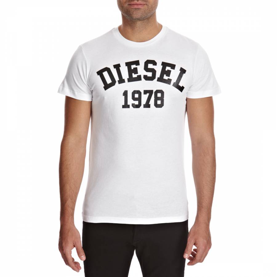White/Black Diesel 1978 Cotton T Shirt - BrandAlley