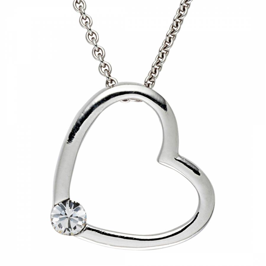 Silver Open Heart Crystal Necklace - BrandAlley