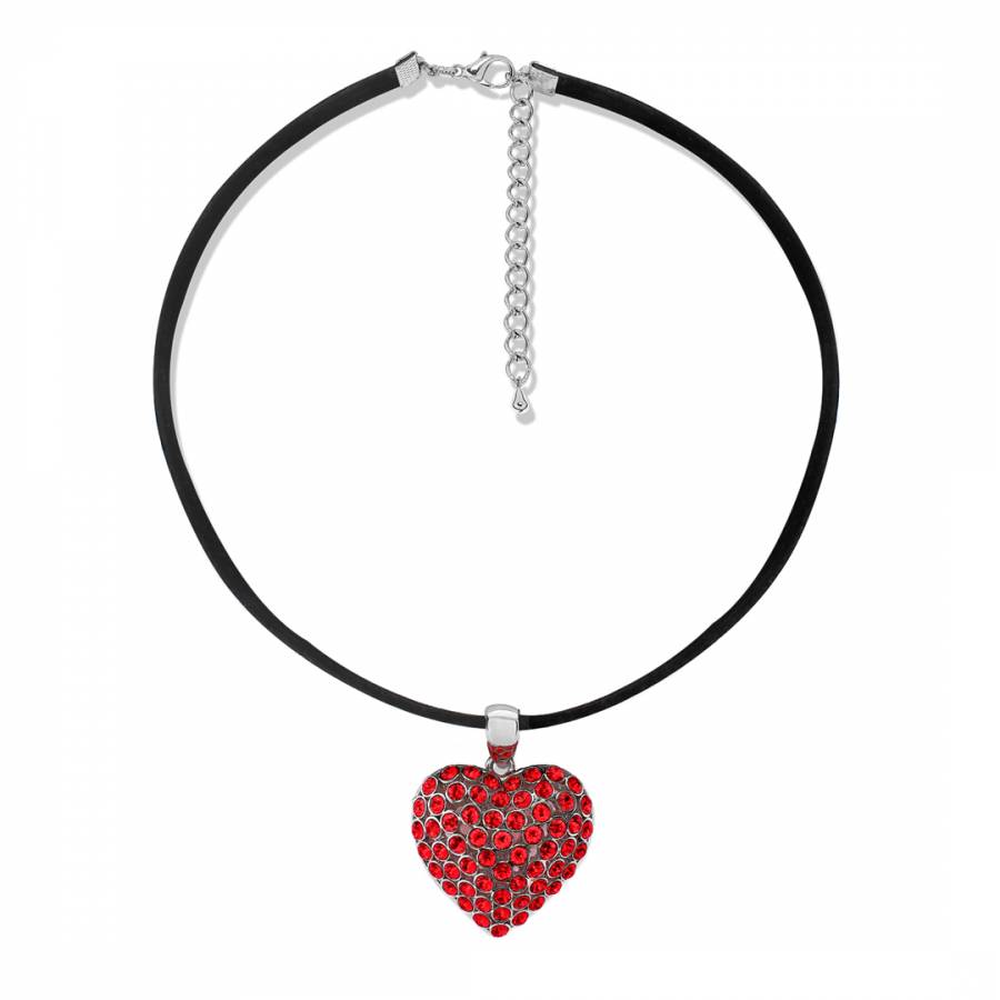 Red/Black Heart Leather Necklace - BrandAlley