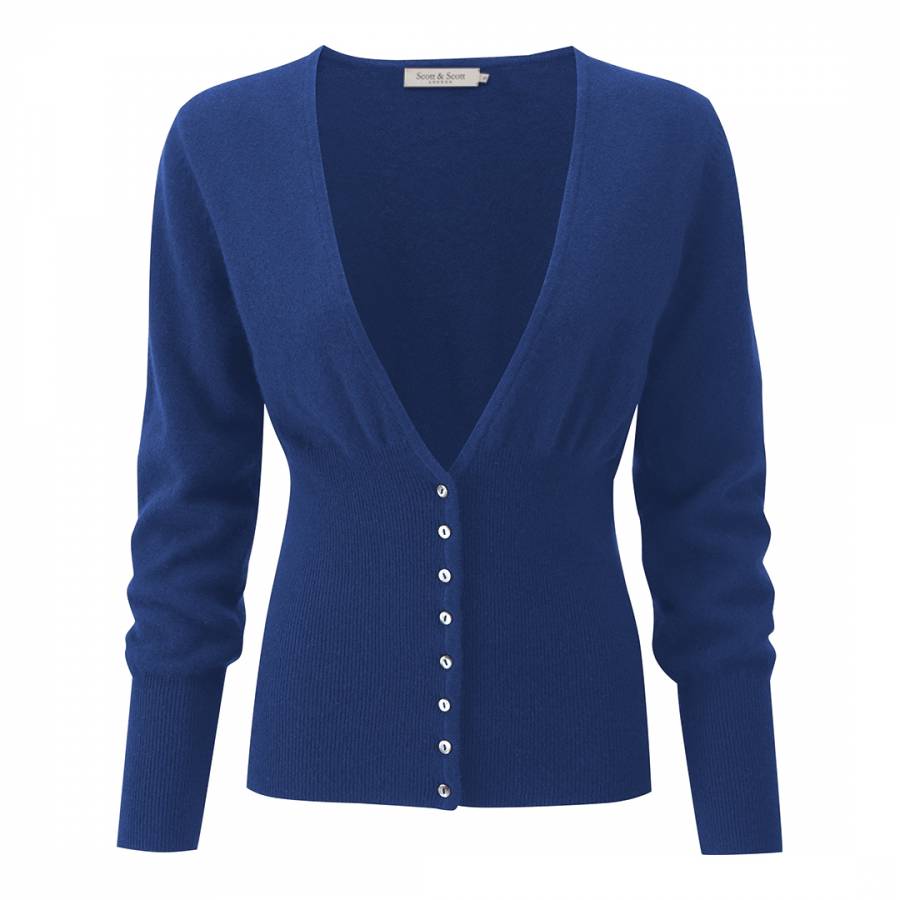 Royal Blue Cropped Cashmere Cardigan - BrandAlley