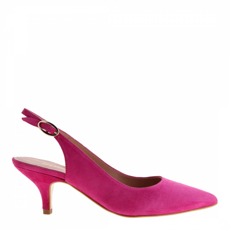 Pink Suede Slingback Shoes Heel 5cm - BrandAlley