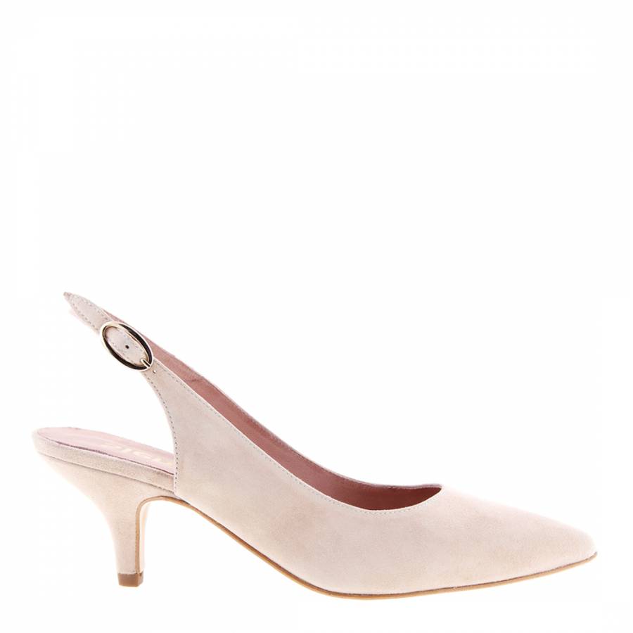 Cream Suede Slingback Shoes Heel 5cm - BrandAlley