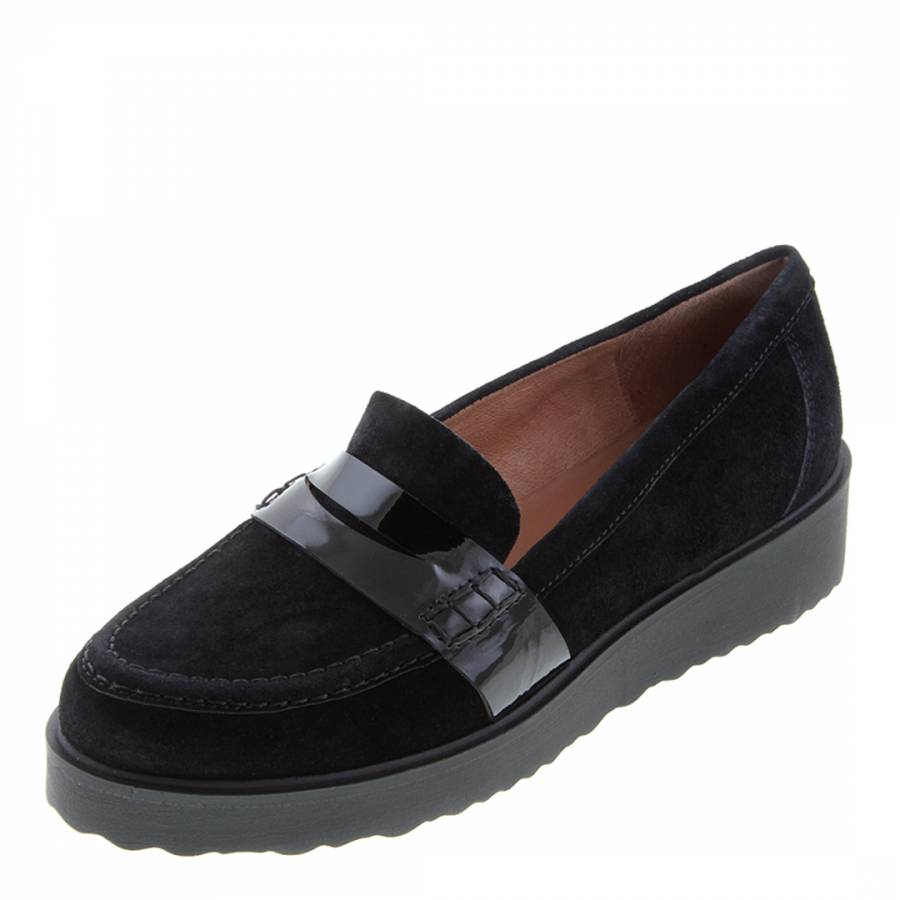Black Suede Platform Loafers Heel 3cm - BrandAlley
