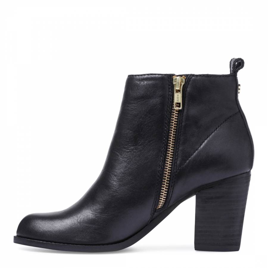 Black Leather Tanga Ankle Boots 