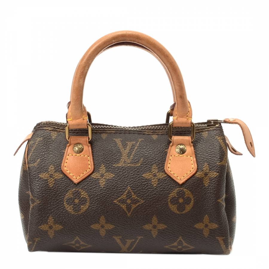 Brown Leather Monogram Mini Speedy Handbag - BrandAlley