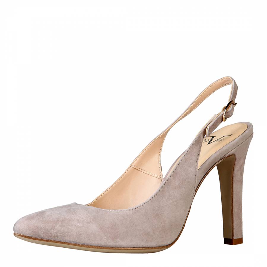 Cream Suede Edwige Slingback Court Shoes Heel 6cm - BrandAlley