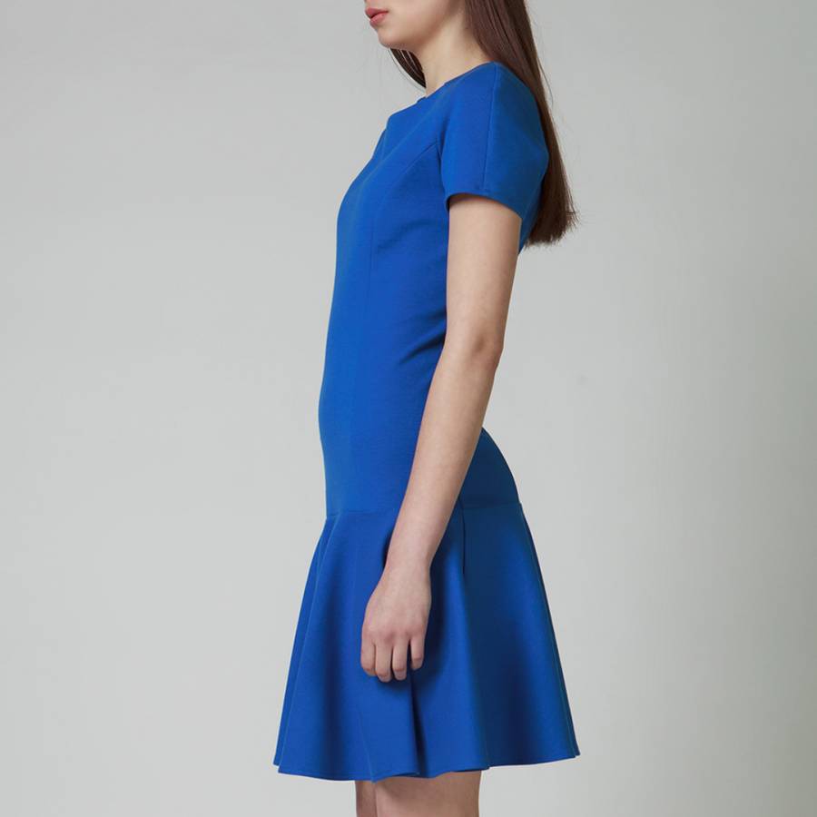 Blue Ofelia Drop Waist Cotton Blend Stretch Dress - BrandAlley